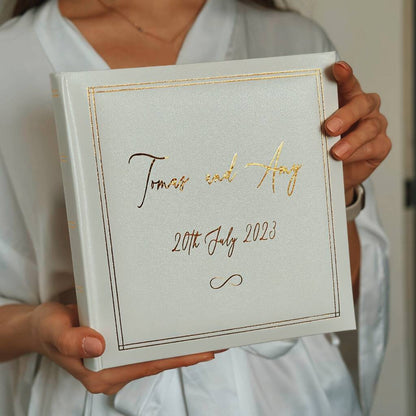 Personalised Wedding Album White Leather