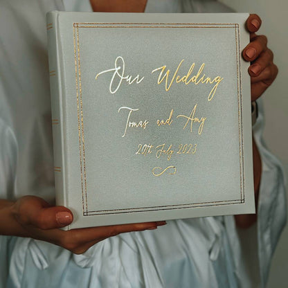 Personalised Wedding Album White Leather