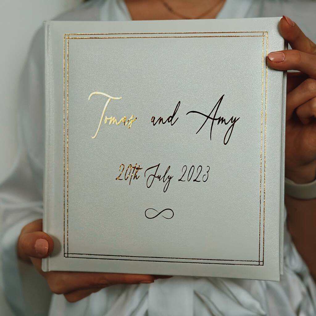 Personalised Wedding Album White Leather