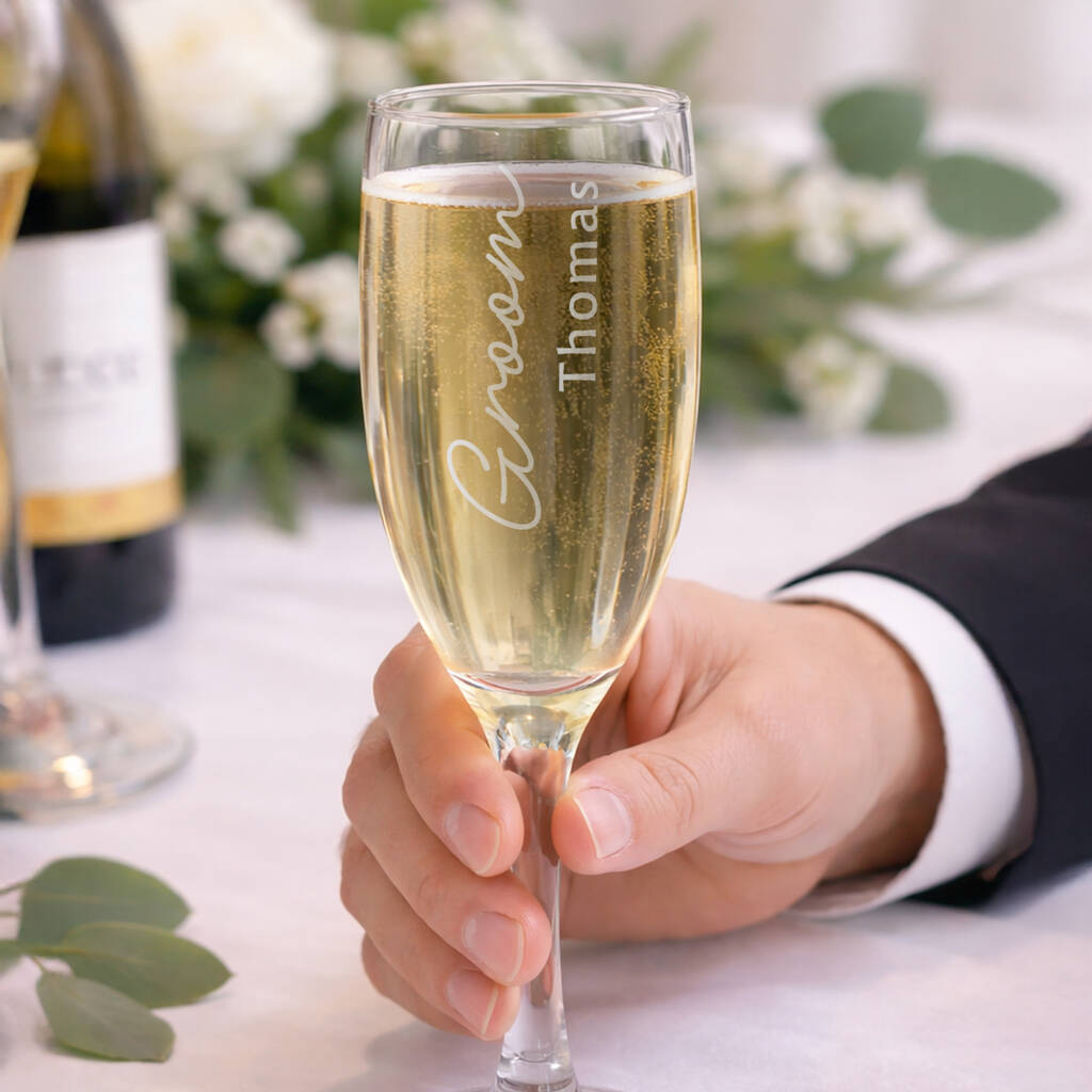 Personalised Wedding Champagne Flutes Set Bride And Groom