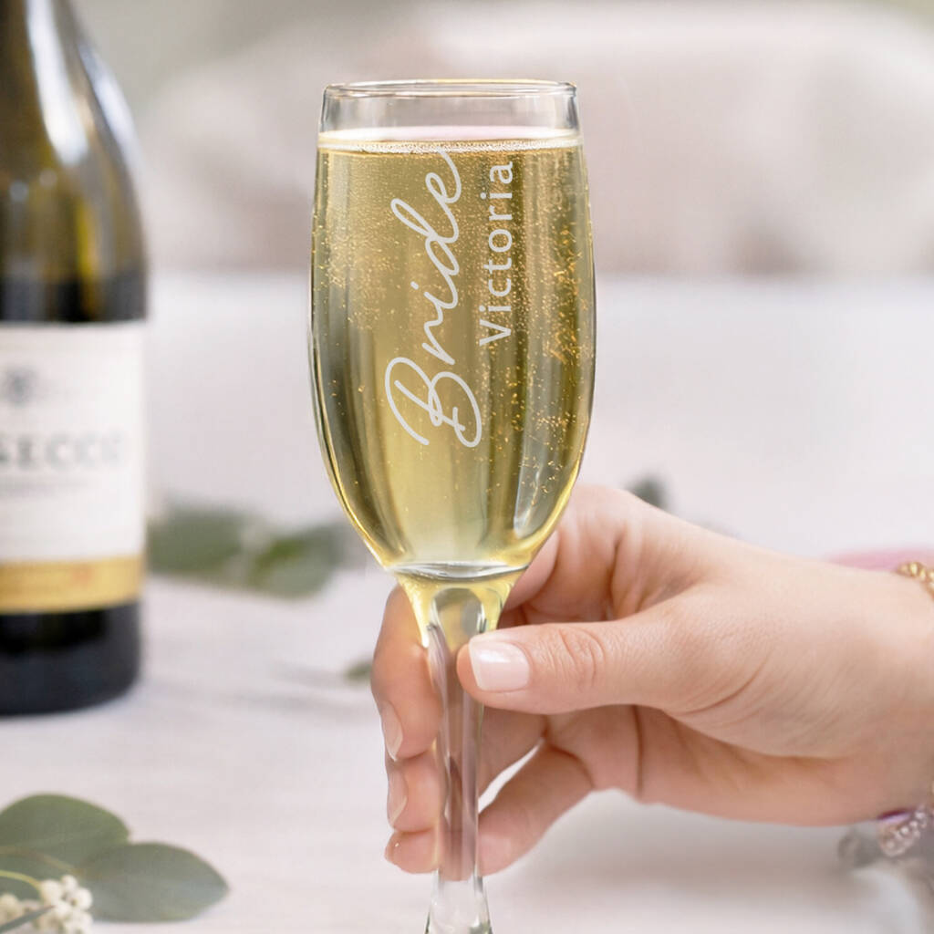 Personalised Wedding Champagne Flutes Set Bride And Groom