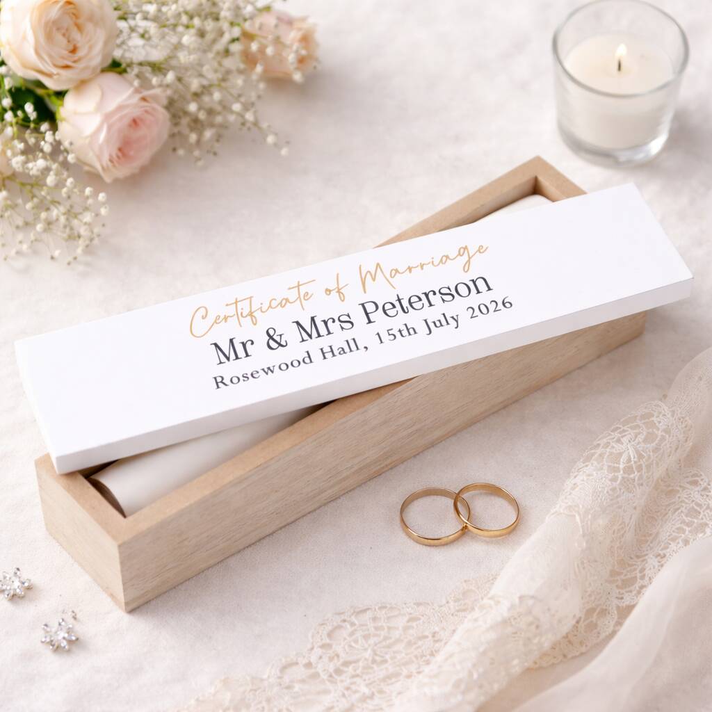 Personalised Wedding Gift Certificate Holder Wooden