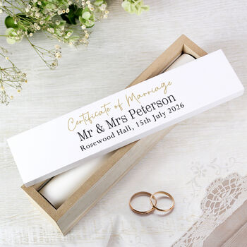 Personalised Wedding Gift Certificate Holder Wooden