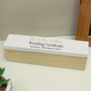 Personalised Wedding Gift Certificate Holder Wooden