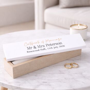 Personalised Wedding Gift Certificate Holder Wooden