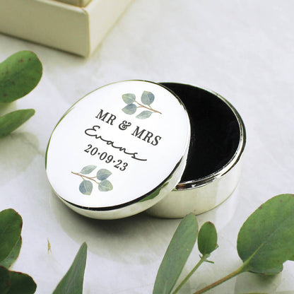 Personalised Wedding Ring Box Gift Botanical