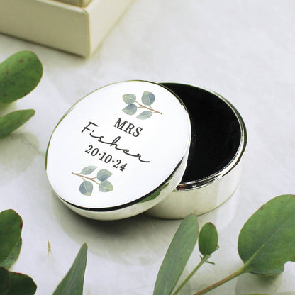 Personalised Wedding Ring Box Gift Botanical