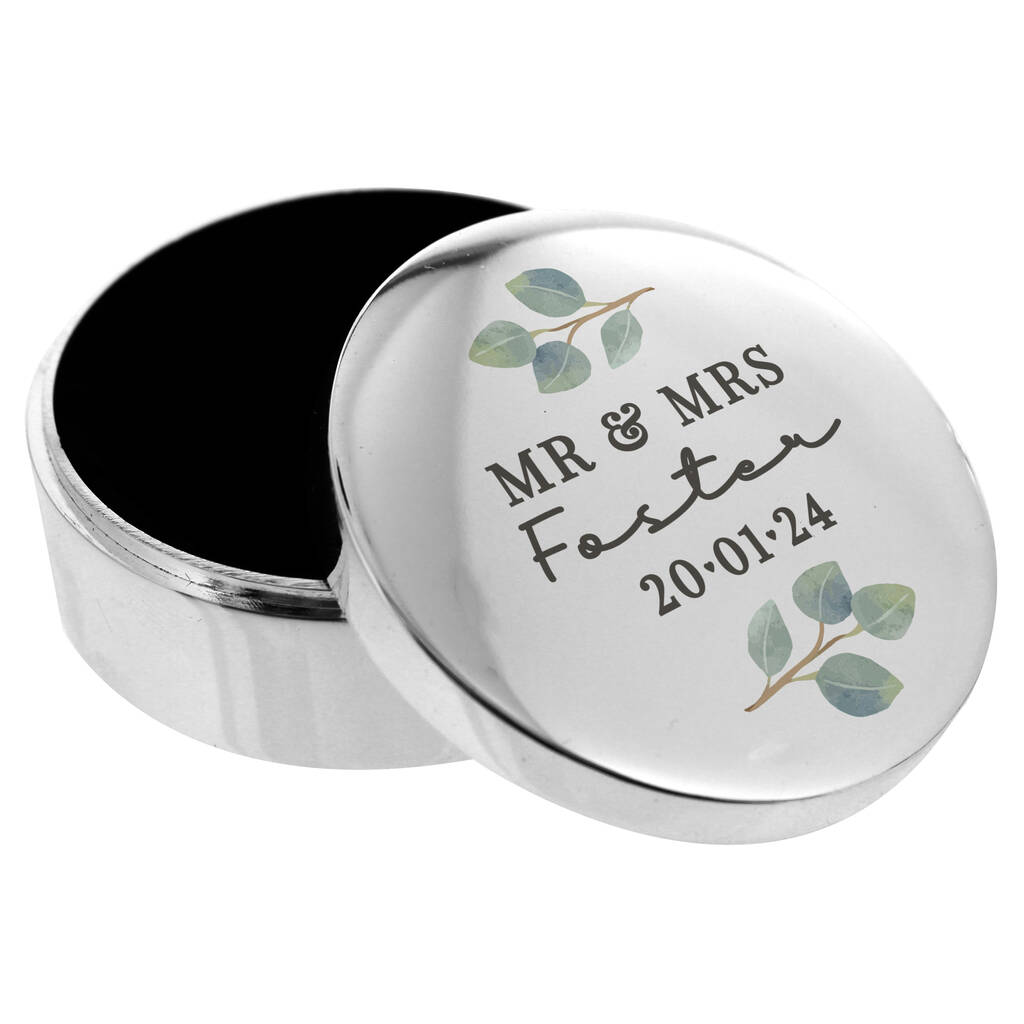 Personalised Wedding Ring Box Gift Botanical