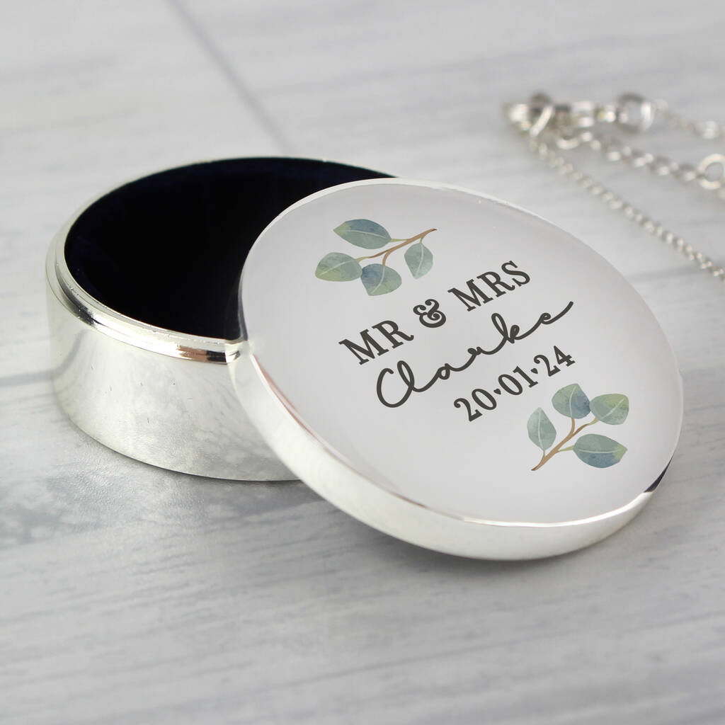 Personalised Wedding Ring Box Gift Botanical