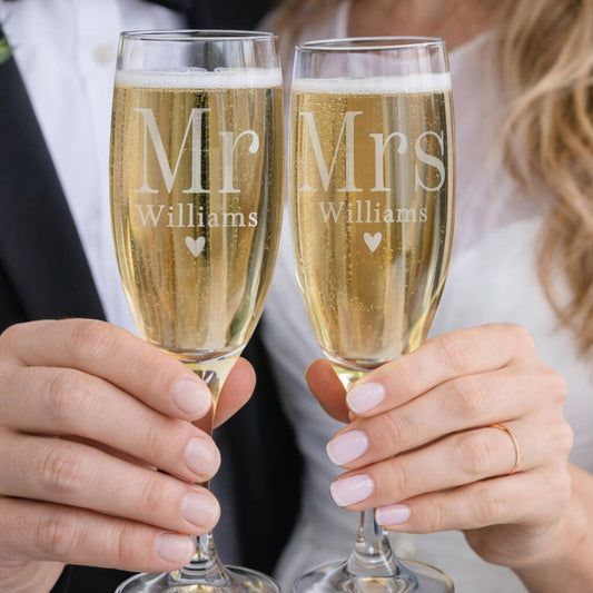 Personalised Wedding Toasting Flutes Set