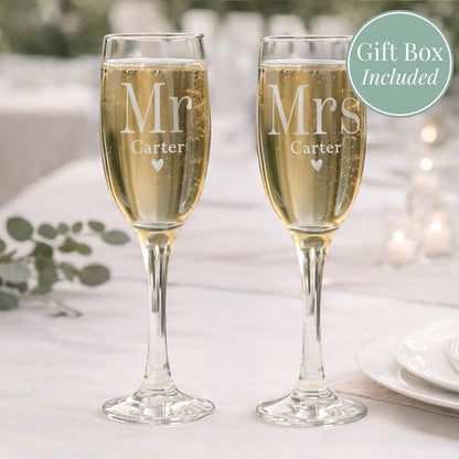 Personalised Wedding Toasting Flutes Set