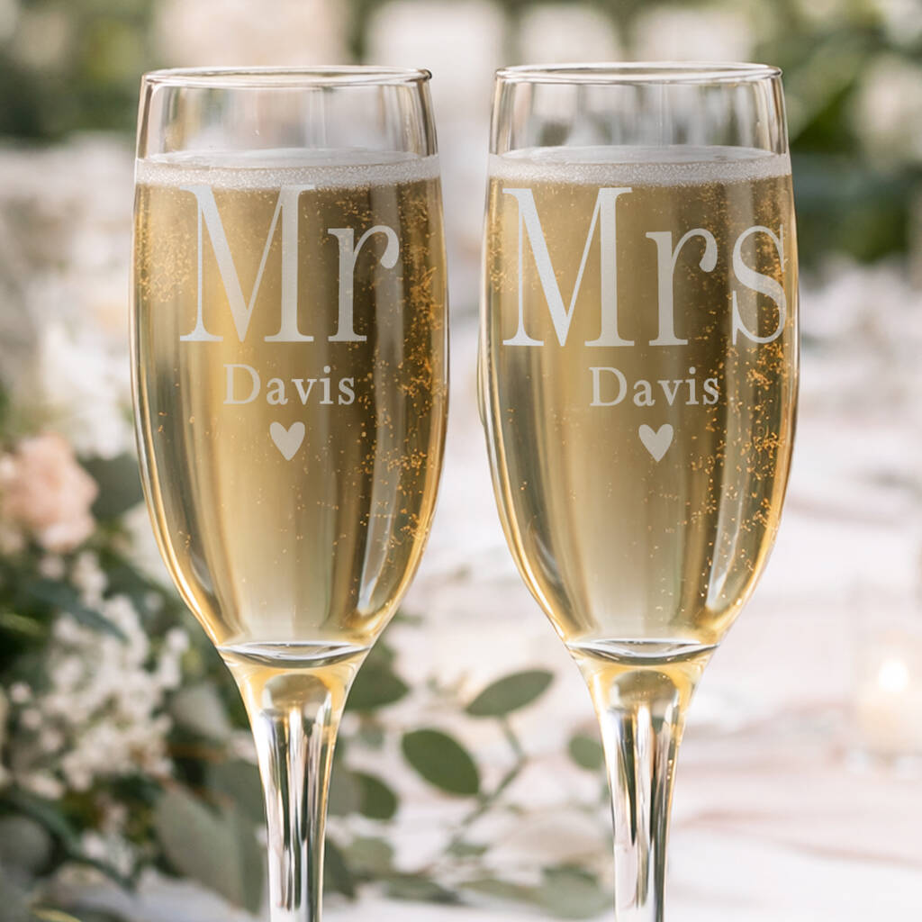 Personalised Wedding Toasting Flutes Set