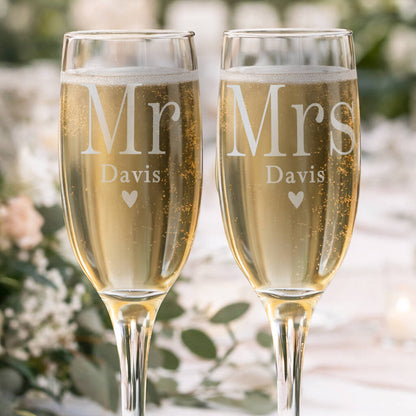 Personalised Wedding Toasting Flutes Set