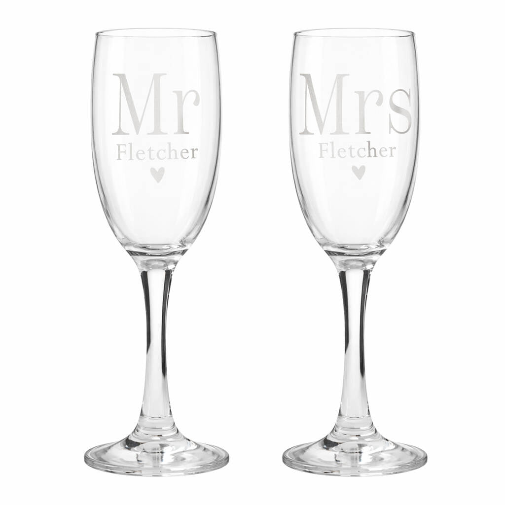 Personalised Wedding Toasting Flutes Set