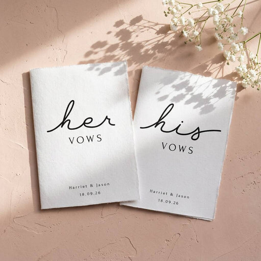 Personalised Wedding Vow Cards His And Her Vow Books