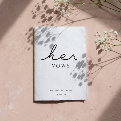 Personalised Wedding Vow Cards His And Her Vow Books