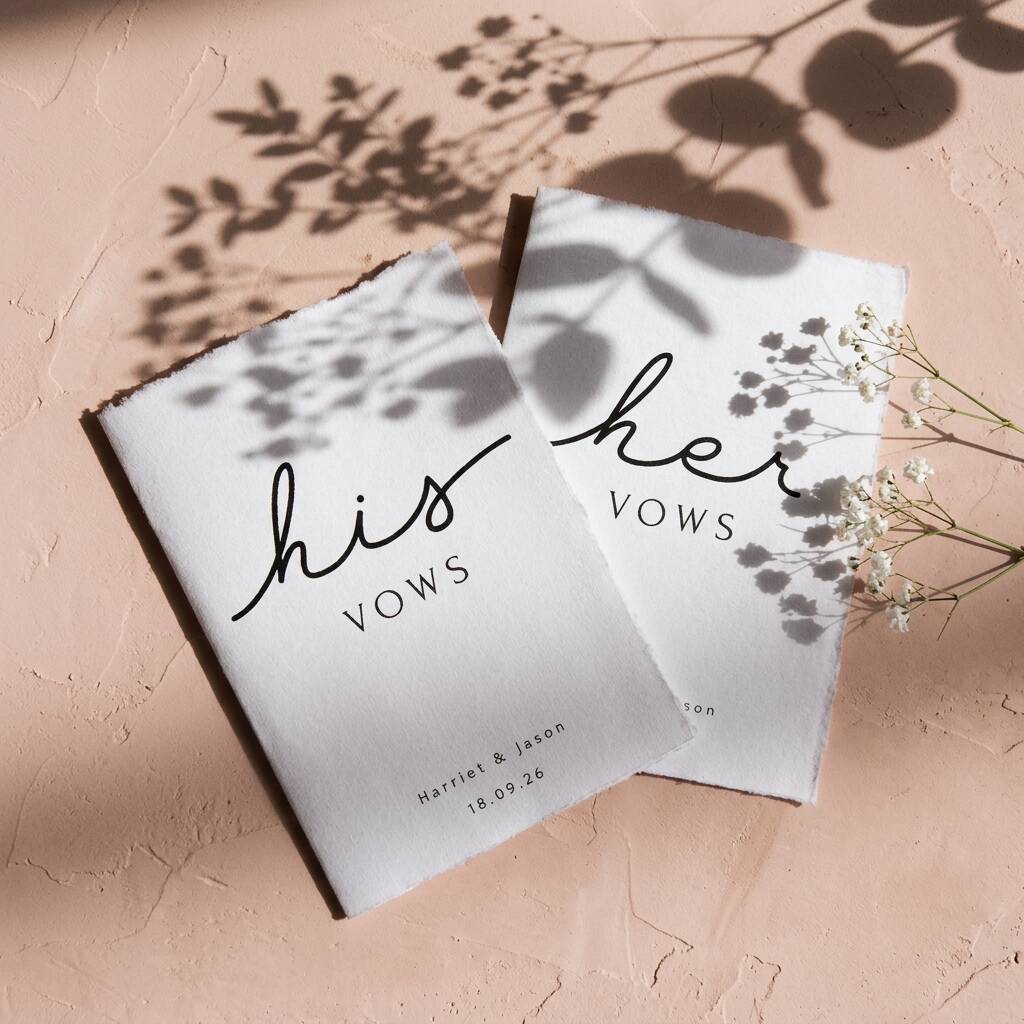 Personalised Wedding Vow Cards His And Her Vow Books