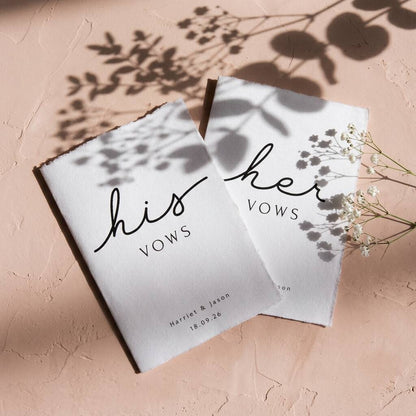 Personalised Wedding Vow Cards His And Her Vow Books