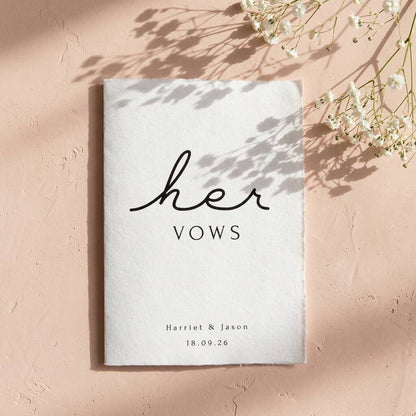 Personalised Wedding Vow Cards His And Her Vow Books