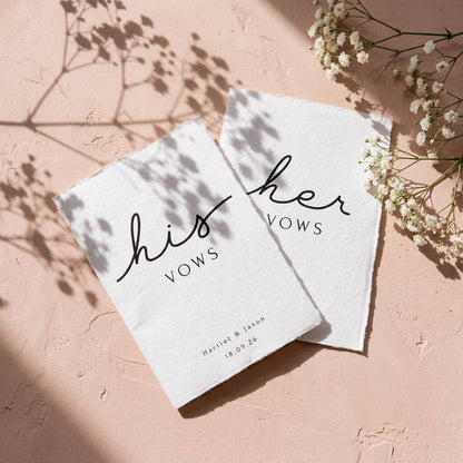 Personalised Wedding Vow Cards His And Her Vow Books