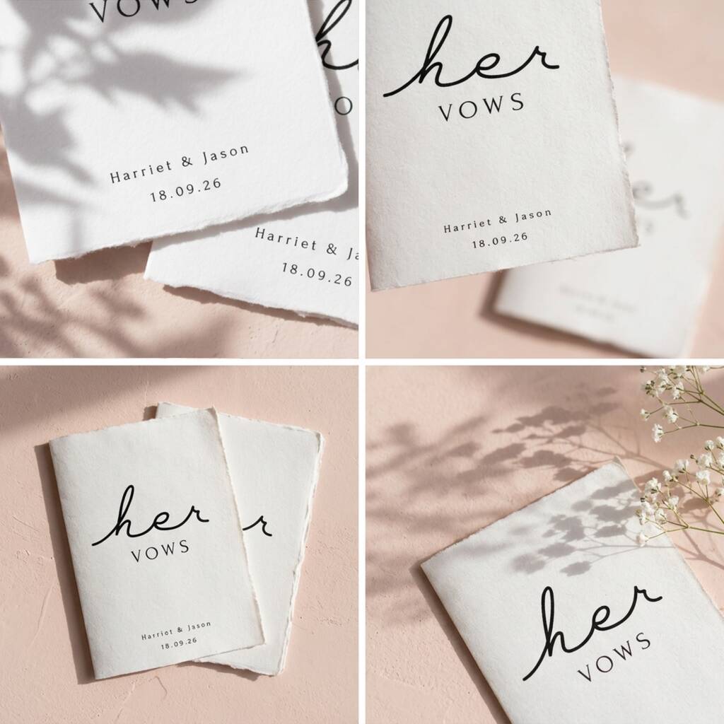 Personalised Wedding Vow Cards His And Her Vow Books