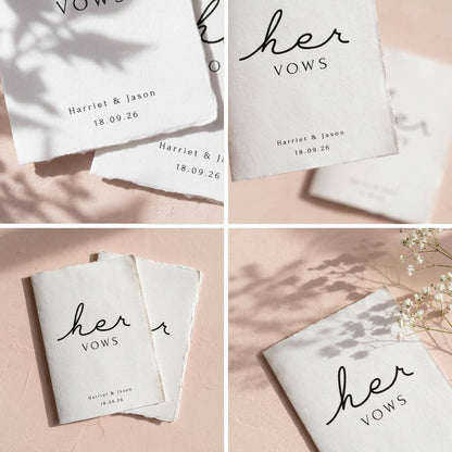 Personalised Wedding Vow Cards His And Her Vow Books