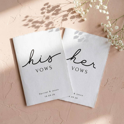 Personalised Wedding Vow Cards His And Her Vow Books