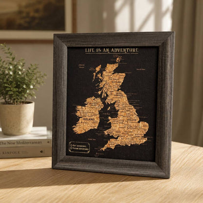 UK Cork Map With Push In Pins Travel Gift