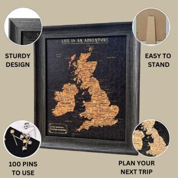 UK Cork Map With Push In Pins Travel Gift