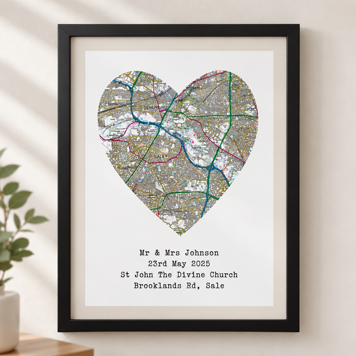Wedding Anniversary Gifts Personalised Map Location Print