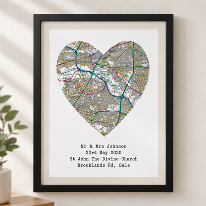 Wedding Anniversary Gifts Personalised Map Location Print