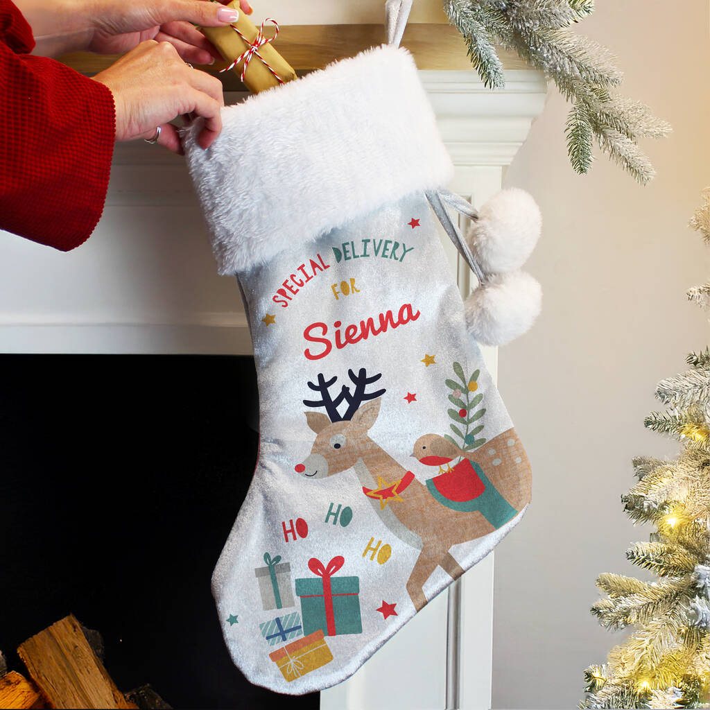 Reindeer Christmas Stocking For Children Baby's First Xmas Gifts