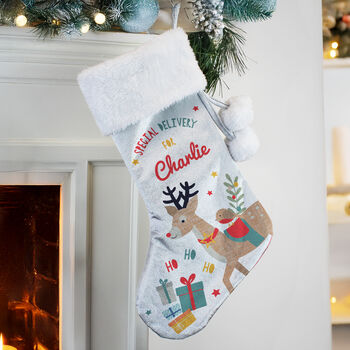 Reindeer Christmas Stocking For Children Baby's First Xmas Gifts