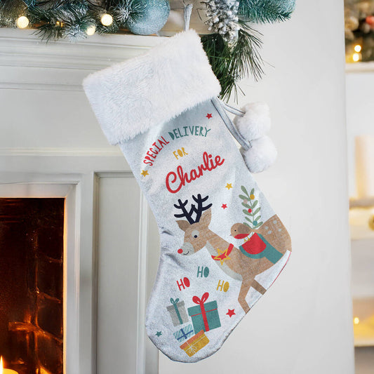 Reindeer Christmas Stocking For Children Baby's First Xmas Gifts