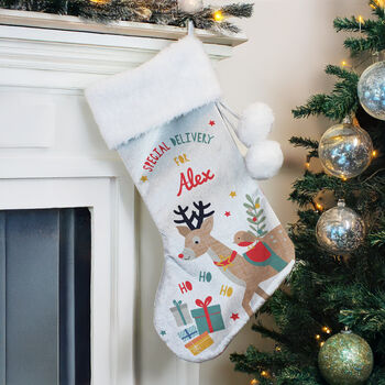 Reindeer Christmas Stocking For Children Baby's First Xmas Gifts