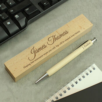 Thank You Gifts Personalised Wooden Pen And Box Set