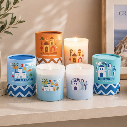 Travel Gift Scented Candle Santorini Amalfi Marrakesh Home Decor