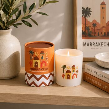 Travel Gift Scented Candle Santorini Amalfi Marrakesh Home Decor