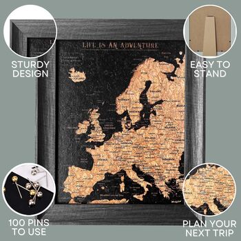 Europe Push Pin Map Europe Cork Board Travel Gift