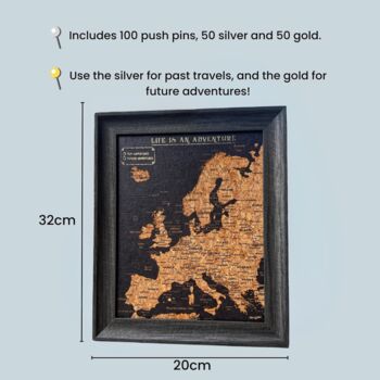 Europe Push Pin Map Europe Cork Board Travel Gift