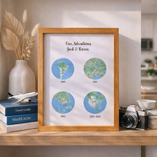 Anniversary Gifts Favourite Visited Countries Wall Art