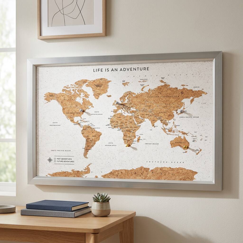 Travel Gifts World Map Cork Board With Pins