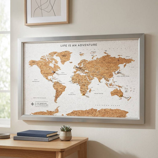 Travel Gifts World Map Cork Board With Pins