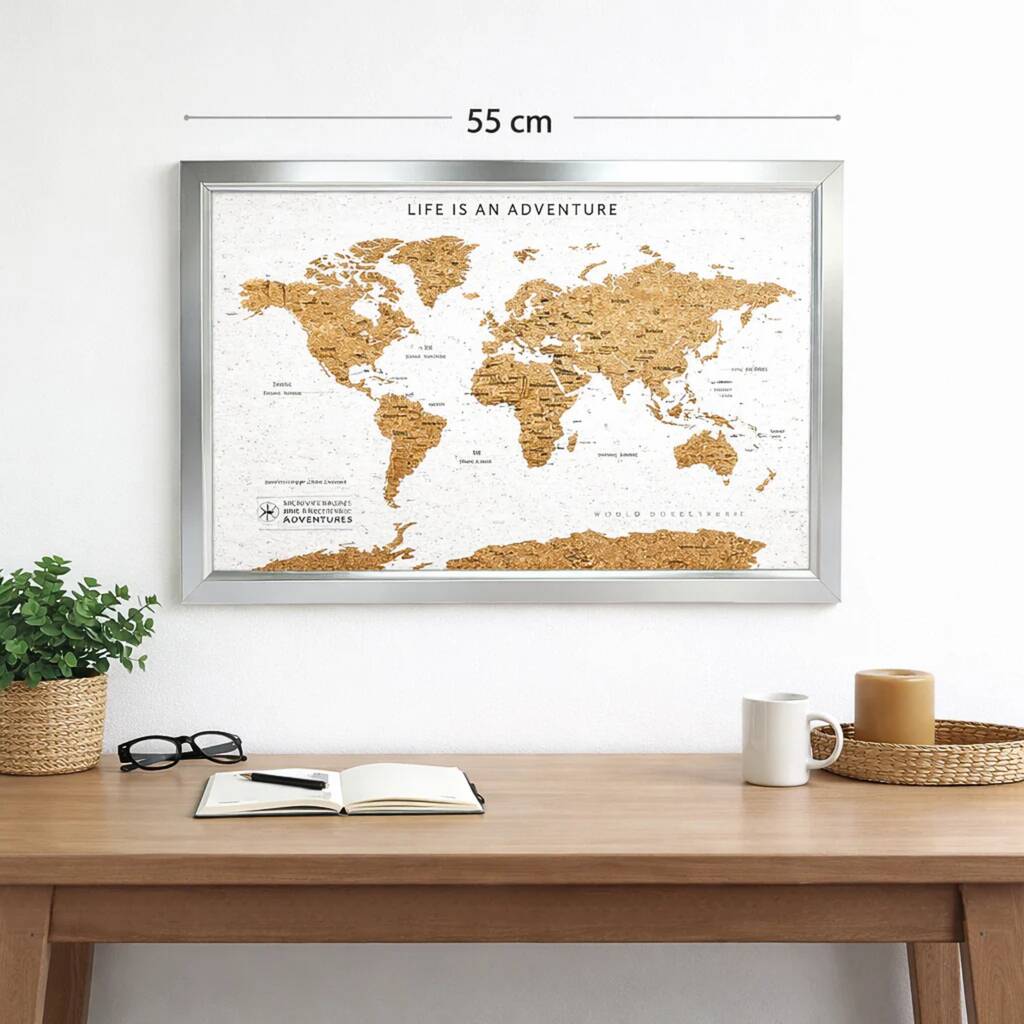 Travel Gifts World Map Cork Board With Pins