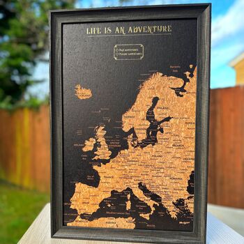 Travel Map With Pins Europe Cork Board