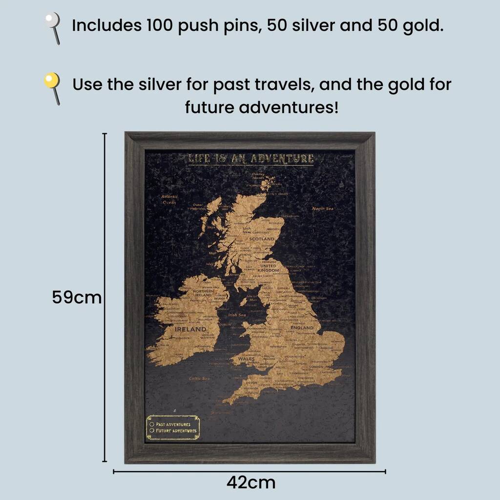 UK Cork Travel Map With Pins Traveller Gifts