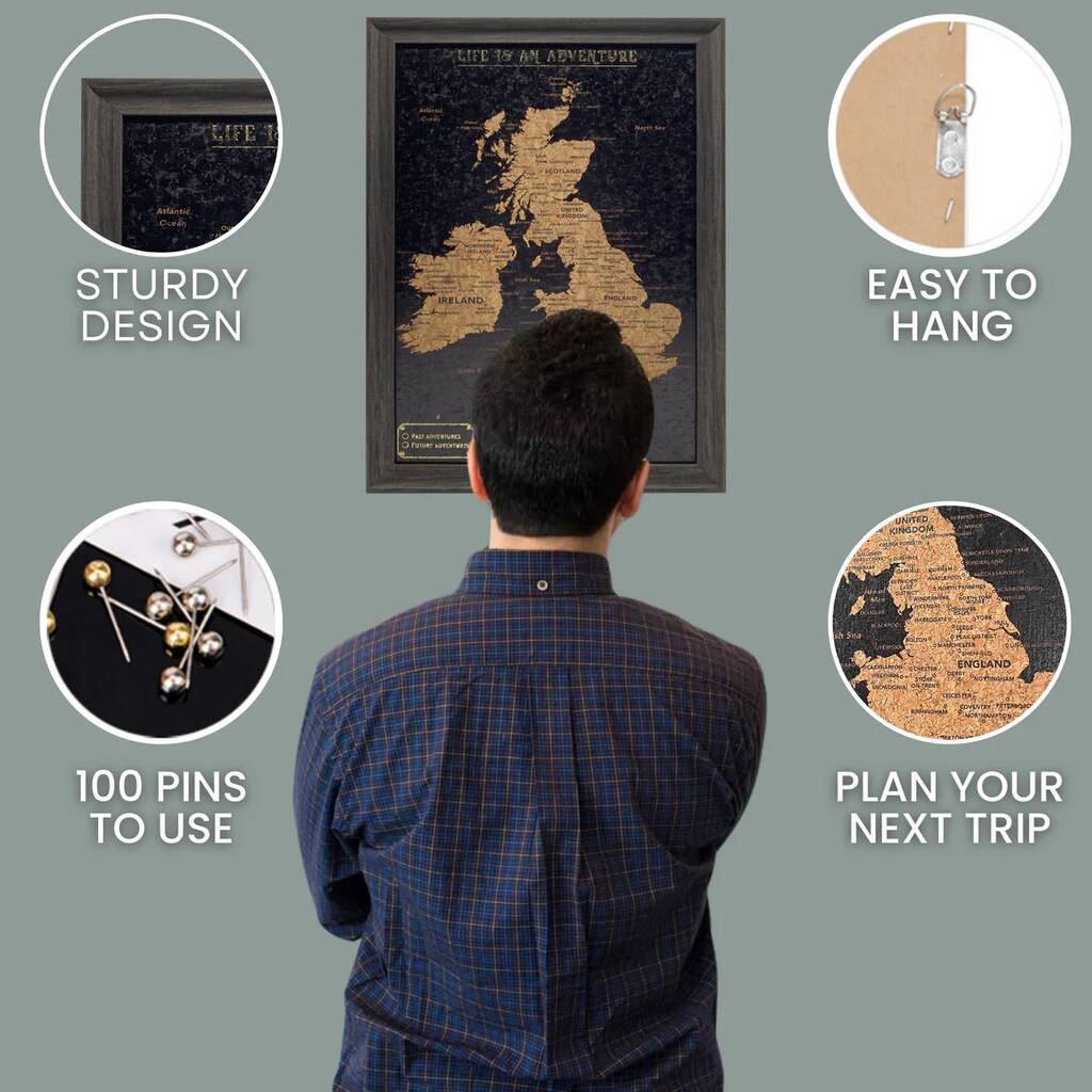UK Cork Travel Map With Pins Traveller Gifts