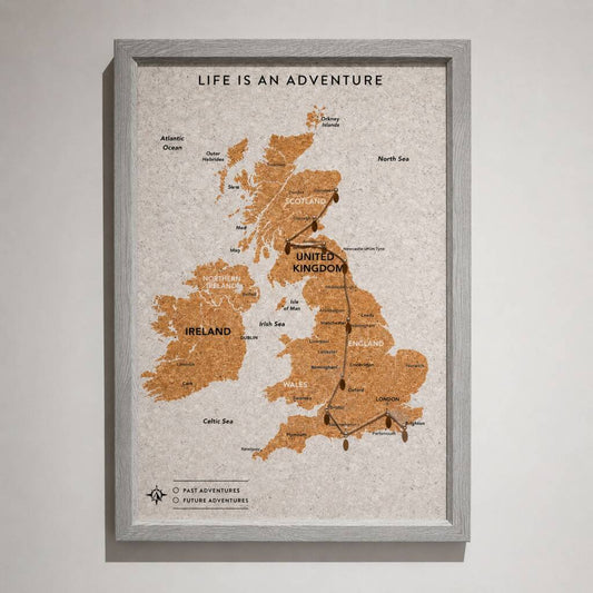 UK Pin Map Travel Gift Cork Board