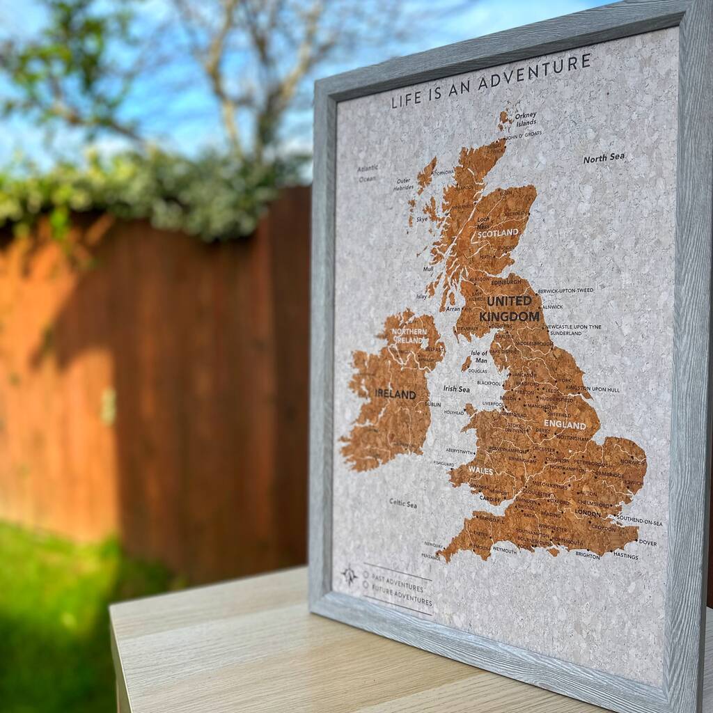 UK Pin Map Travel Gift Cork Board