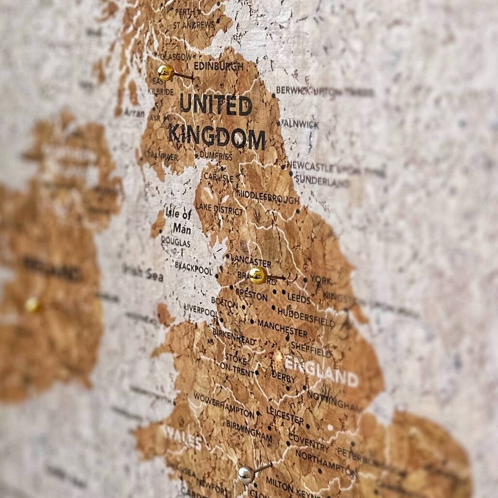 UK Pin Map Travel Gift Cork Board